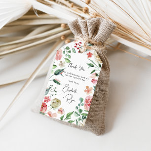 Étiquettes-cadeau Crème et Rose Flore de printemps Mariage Merci