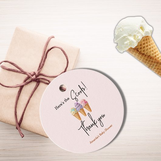 Étiquettes Cadeau Crème glacée douce été ici Baby shower Scoop