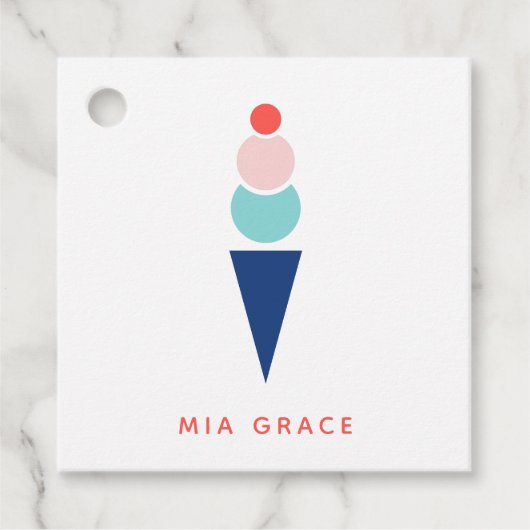 Étiquettes Cadeau Crème glacée moderne en bleu et rose (Devant)