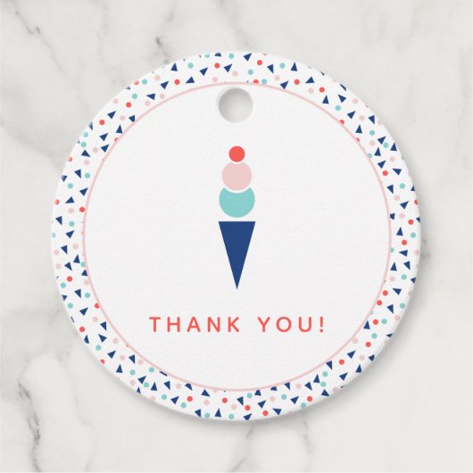Étiquettes Cadeau Crème glacée moderne en bleu et rose (Devant)