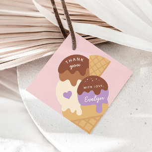 Étiquettes Cadeau Crème glacée Sundae Anniversaire de enfant Merci