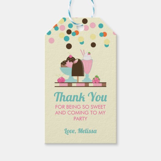 Étiquettes-cadeau Crème glacée Sundae Summery Traitements Merci (Devant)