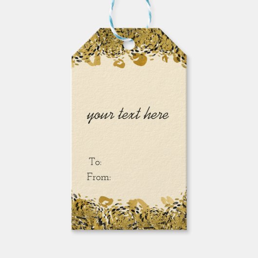 Étiquettes-cadeau Crème glam Cheetah Gold & Black Exotic Jungle (Devant)