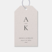 Étiquettes-cadeau Crème moderne Gris Monogramme Mariage de tonalité  (Devant)
