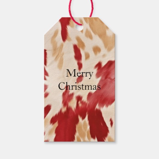 Étiquettes-cadeau Crème Rouge Occidental Cowhide Nom personnalisé (Devant)