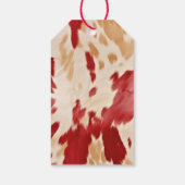 Étiquettes-cadeau Crème Rouge Occidental Cowhide Nom personnalisé (Dos)