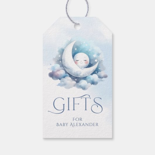 Étiquettes-cadeau Crescent Moon Baby Cadeaux Visage Typographie (Dos)