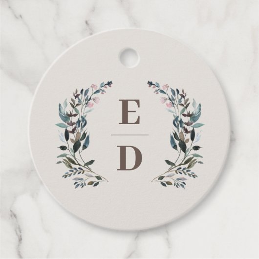 Étiquettes Cadeau Crest jardin | Eggshell | Monogramme Mariage (Devant)