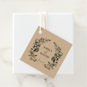 Étiquettes Cadeau Crest jardin Noms Rustiques des Mariages floraux
