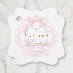 Étiquettes Cadeau crête rose aquarelle Baptême