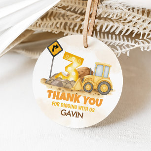 Étiquettes Cadeau Creusage Camion de construction 3e anniversaire ro