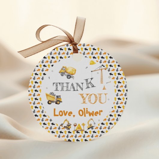 Étiquettes Cadeau Creusement amusant Construction Anniversaire Merci