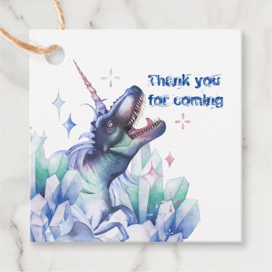Étiquettes Cadeau Cristal Dinocorn | Unicorn Dinosaur Mystical Party (Devant)