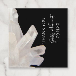 Étiquettes Cadeau Cristaux blancs sur Merci Mariage noir