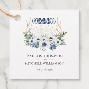 Étiquettes Cadeau Cristaux de lune Fleurs Boho Mariage métaphysique