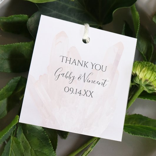 Étiquettes Cadeau Cristaux rose clair Merci Mariage