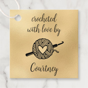 Étiquettes Cadeau Crocheté avec Carré d'amour