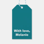 Étiquettes-cadeau Crochets blancs sur turquoise (Dos)