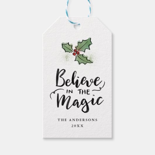 Étiquettes-cadeau Croire En La Magie | Script de vacances (Devant)
