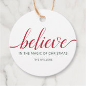 Étiquettes Cadeau Croire le script de Noël blanc (Devant)