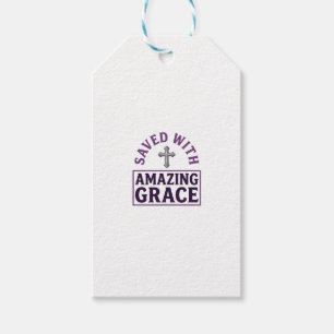 Étiquettes-cadeau Croix chrétienne Amazing Grace vintage