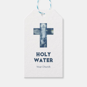 Étiquettes-cadeau Croix de Jésus-vintage Chrétienté Eau Sainte