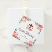 Étiquettes Cadeau Croix de l'aquarelle florale de Pâques (En situation)