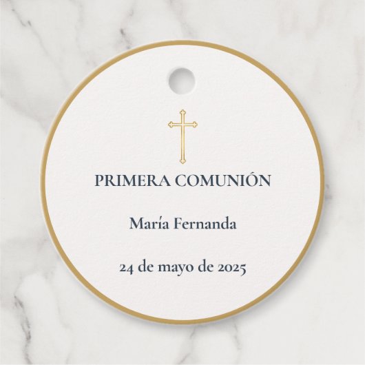 Étiquettes Cadeau Croix de Première Communion (Devant)