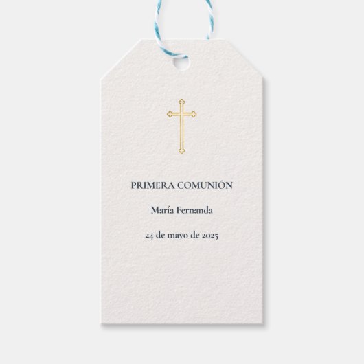 Étiquettes-cadeau Croix de Première Communion (Devant)