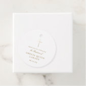 Étiquettes Cadeau Croix d'or simple élégant Baptême Christening (En situation)