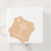 Étiquettes Cadeau Croix | Peach Communion Baptism Christening (En situation)