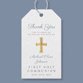 Étiquettes-cadeau Croix religieuse Boy Blue First Communion