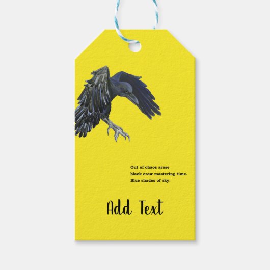 Étiquettes-cadeau Crow noir et Haiku (Devant)