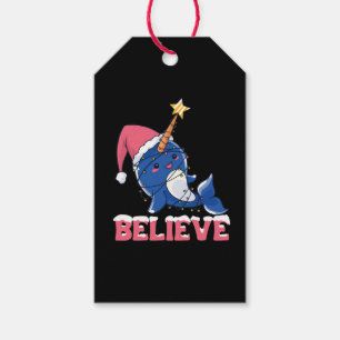 Étiquettes-cadeau Croyez Narwhal Noël Fée Lumières