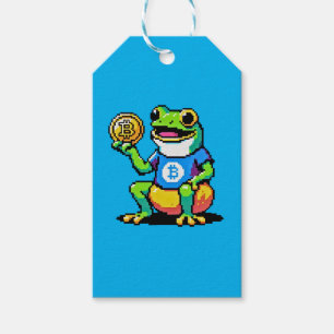 Étiquettes-cadeau Crypto Frog - Drôle Pixel Art Devise numérique