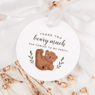 Étiquettes Cadeau Cub Bear Merci Béary Beaucoup de Garçon Anniversai