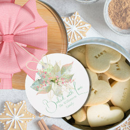 Étiquettes Cadeau Cuisiné avec amour Noël Cookie Poinsettia Pastel