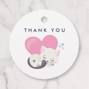 Étiquettes Cadeau Cuisine Blanc Kitty Chat Merci couchage