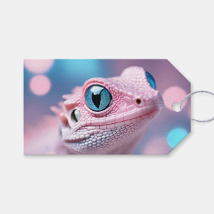 Étiquettes-cadeau Cuisine Petit Lézard Rose aux Grands Yeux Bleus