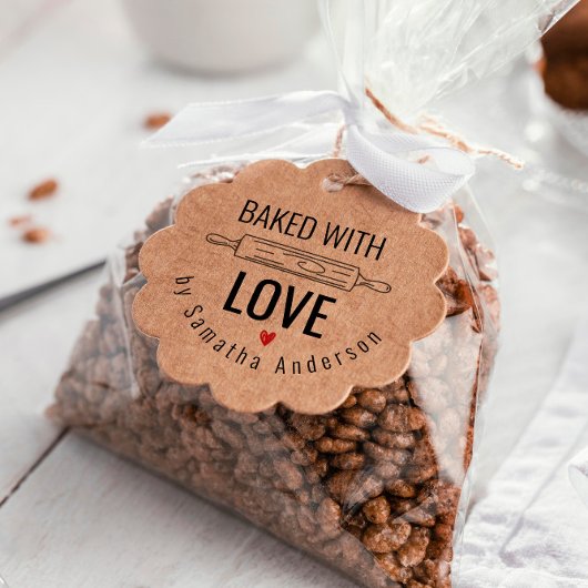 Étiquettes Cadeau Cuit avec amour Noël Baking Kraft Cadeau