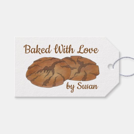 Étiquettes-cadeau Cuit avec Love Ginger Snap Biscuit Cookie (Devant (Horizontal))