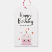 Étiquettes-cadeau Cupcake Cute Et Bougie Lumineuse Joyeux Anniversai (Dos)