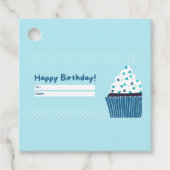 Étiquettes Cadeau Cupcake d'anniversaire bleu (Devant)