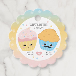 Étiquettes Cadeau Cupcake ou Stud Muffin Révélation de genre