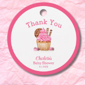 Étiquettes Cadeau Cupcake Rose Aquarelle Au Baby shower Chocolé