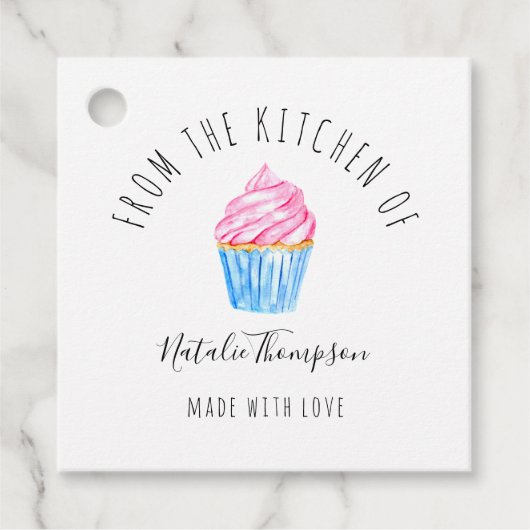 Étiquettes Cadeau Cupcake rose de la cuisine de cuisson maison (Devant)