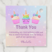 Étiquettes Cadeau cupcakes arc-en-ciel merci fille 1er anniversaire (Dos)