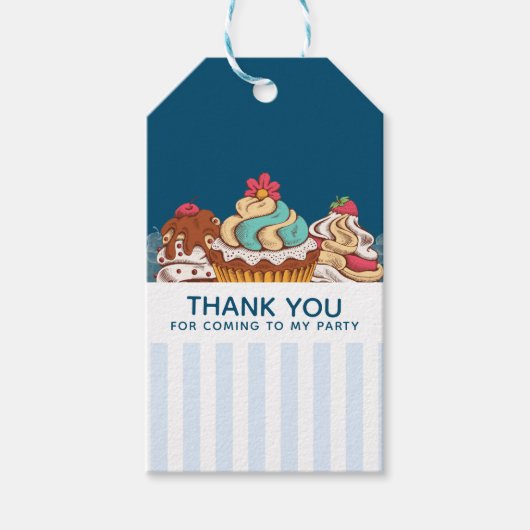 Étiquettes-cadeau Cupcakes de style rétro Merci dessert doux (Devant)