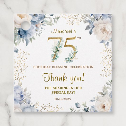 Étiquettes Cadeau Custom 75th Birthday Favor Tag (Devant)