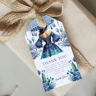 Étiquettes-cadeau Custom Blue style mexicain Quinceañera